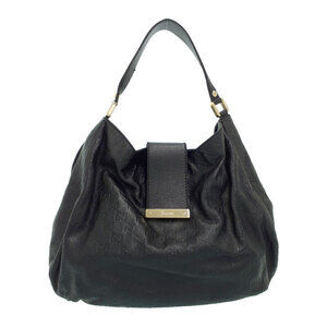 Gucci Black Guccissima Leather Web Hobo Bag